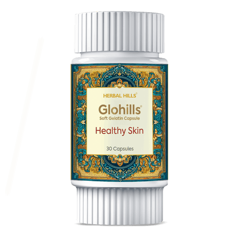 Glohills Capsules, Ayurvedic Skincare, Aids to clear Acne, Blemishesh, Moisturizes Skin, Natural Ingredients with Anti-Aging Properties, Suitable for All Skin Types