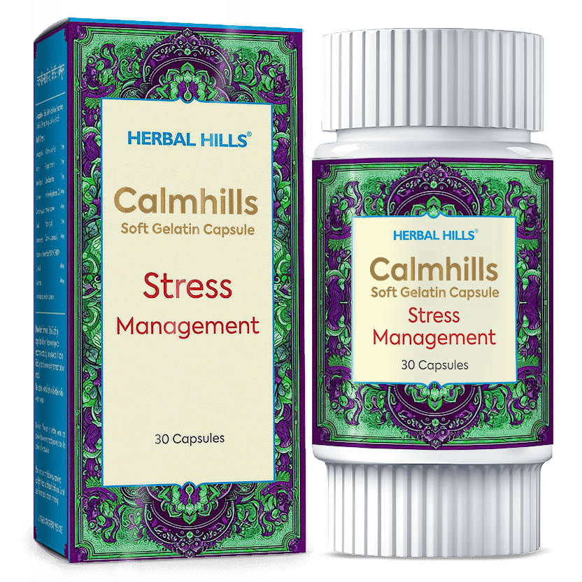 Calmhills Capsules, Ayurvedic Stress and anxiety support, Herbal Sleep and Memory enhancement capsules