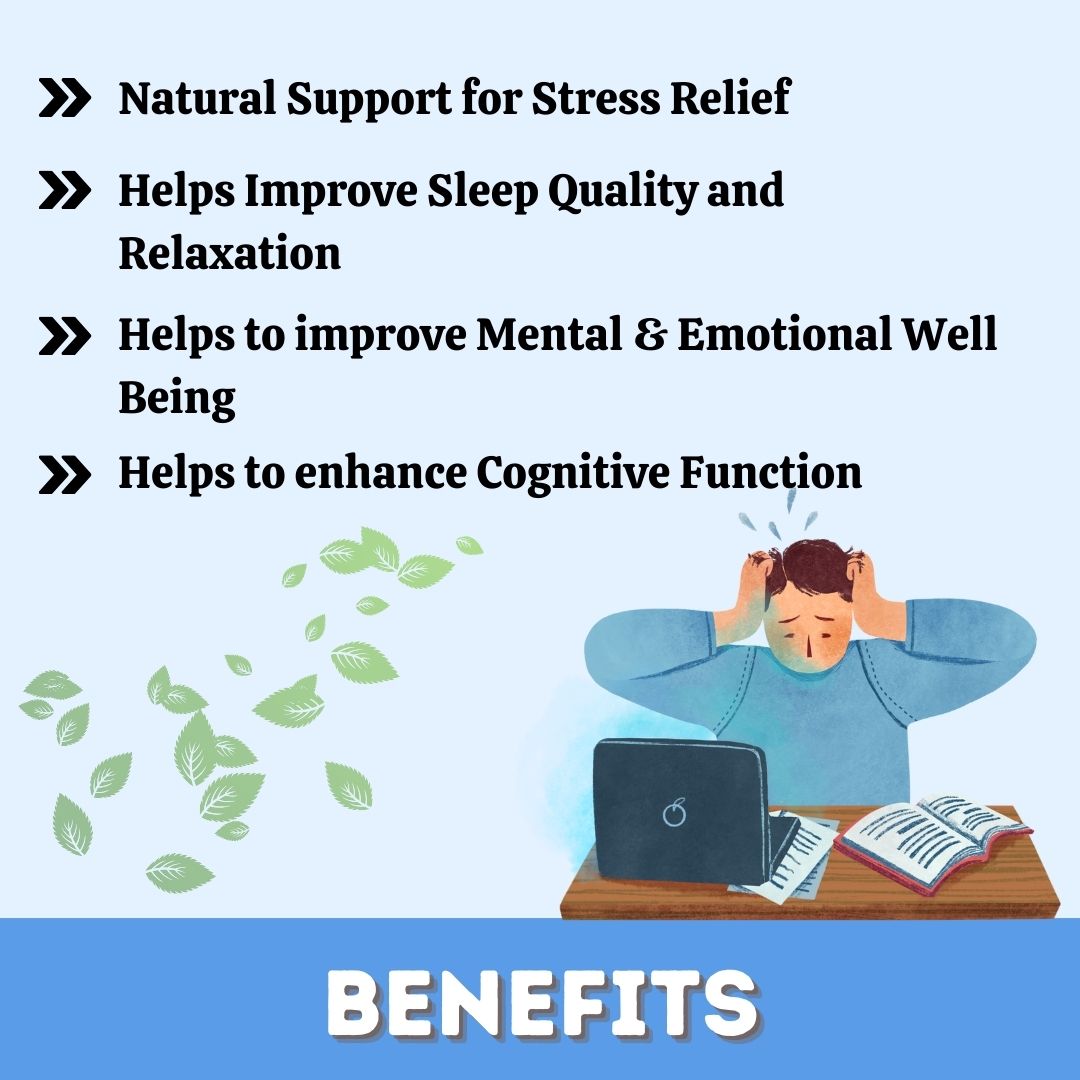 Calmhills Capsules, Ayurvedic Stress and anxiety support, Herbal Sleep and Memory enhancement capsules