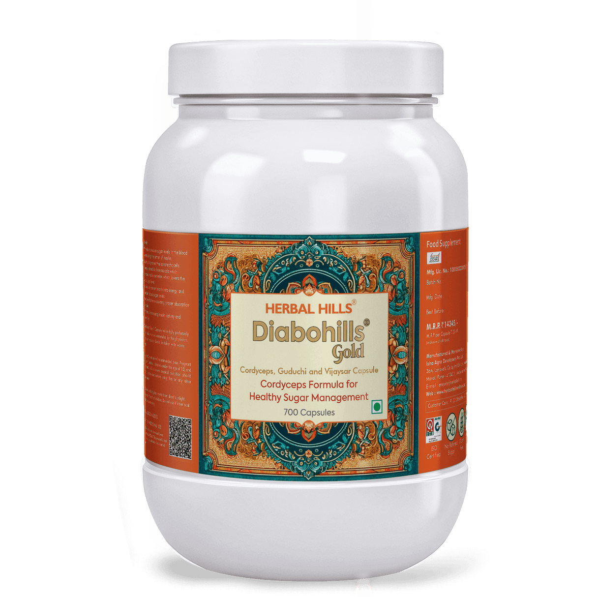 Diabohills Cordyceps Capsule, Advanced Ayurvedic diabetes care with Cordyceps, Aids to Regulate Glucose Metabolism & Improves Insulin Sensitivity to control Blood Sugar levels Naturally