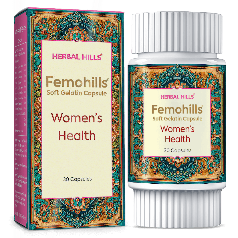 Femohills Capsule, Ayurvedic Women Health Capsules for Wellness & Vitality, Help Reduce Menstrual Discomfort, Menopausal Support, Nourishes Skin and Hair