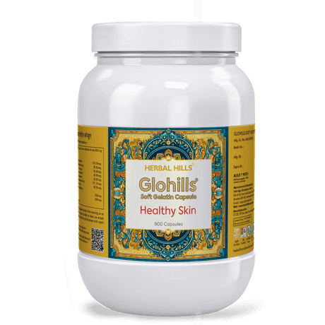 Glohills Capsules, Ayurvedic Skincare, Aids to clear Acne, Blemishesh, Moisturizes Skin, Natural Ingredients with Anti-Aging Properties, Suitable for All Skin Types