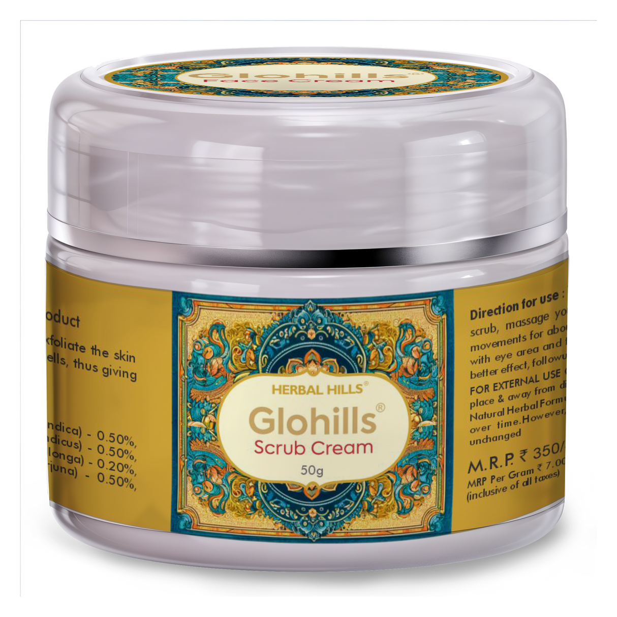 Glohills Scrub Cream - For Exfoliation Reduces Dead Skin, Blackhead & Whitehead Give Glowing Skin & Controls Excess Oil