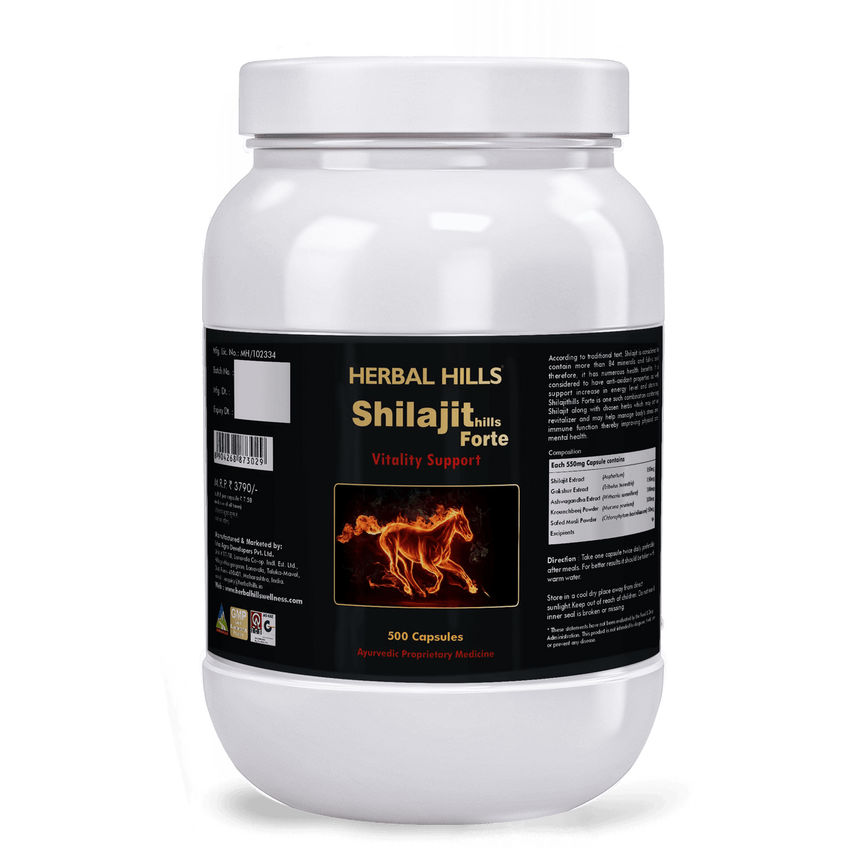 Shilajithills Forte Capsule, Enriched with Shilajit, Ashwagandha, Gokshur, Kraunchbeej. Boosts Vitality, Stamina, Strength and Overall Wellbeing