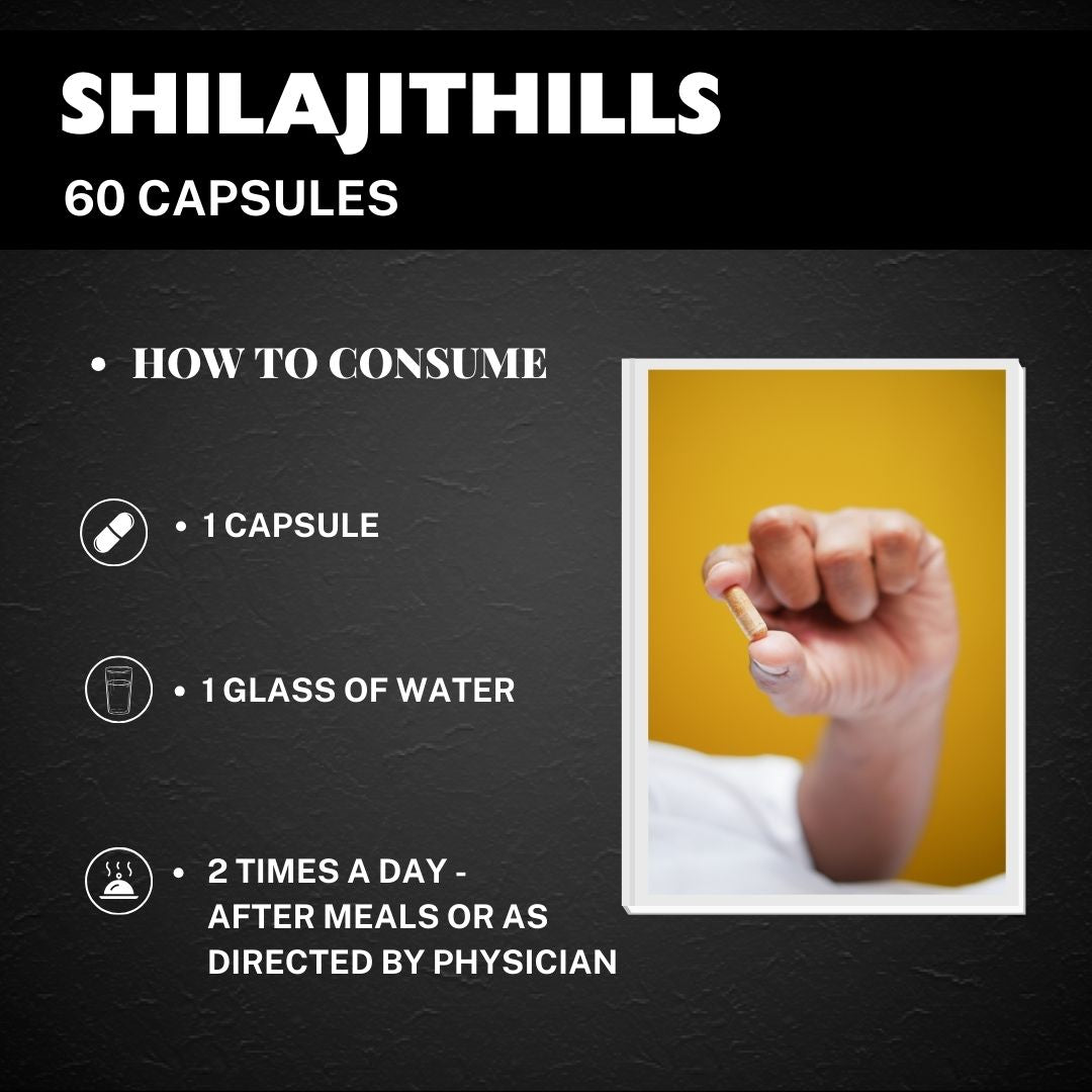 Shilajithills Capsule, Enriched with Shilajit Boosts Vitality, Stamina, Strength and Overall Wellbeing