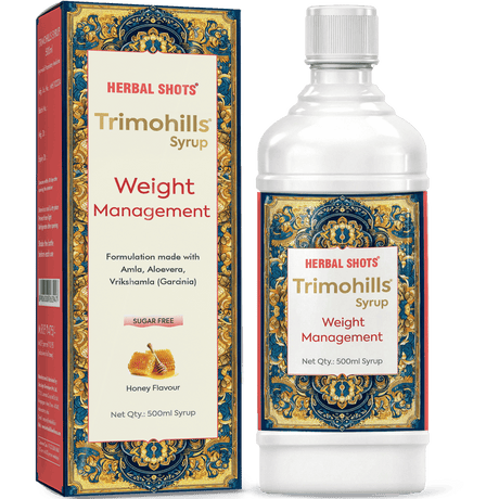 Trimohills Syrup, Ayurvedic Weight Management, help boost metabolism, and efficient burning of calories, Aids in Detox & Reduces Excess Fat