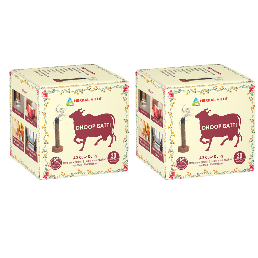Herbal Hills Dhoop Batti - Promotes Relaxation and Spirituality - 30 Dhoopbatti + 2 Stands